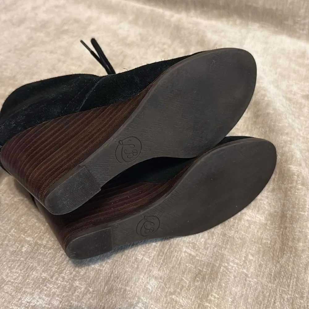 Lucky Brand Black Wedge Booties